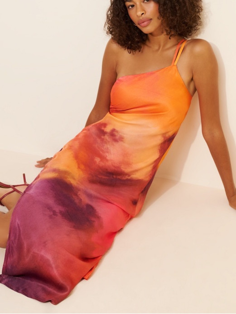 Bl^nk blank London Tie-Dye Maxi Dress - Vibrant Orange Pink 38271